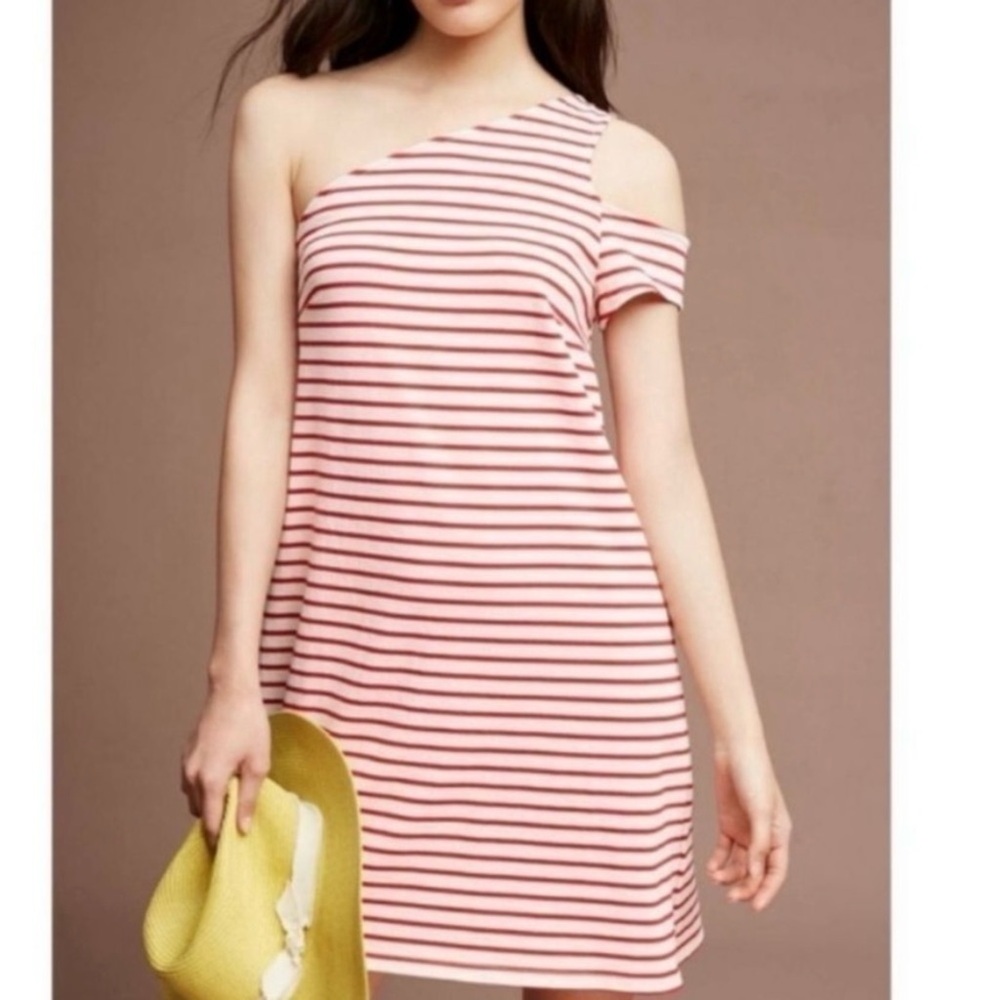 Anthropologie | Maeve Marketa Striped One Shoulder Euro Summer Dress Size XL